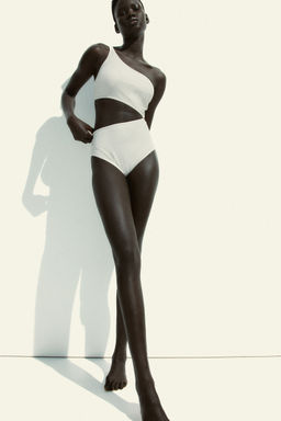 H&M - Women White Padded-Cup Cut-Out Swimsuit