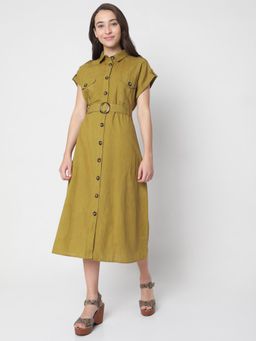 VERO MODA - Women Green Solid Casual Dress