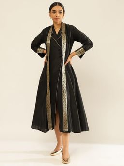 Abhishti - Black Banarasi Jacket with Zari Border