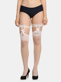 Da Intimo - Semi Sheer Lace Stocking - White