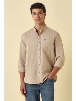Allen Solly - Men Beige Cotton Linen Full Sleeves Shirt