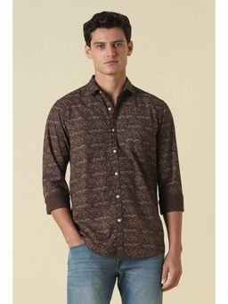 Allen Solly - Men Brown Cotton Full Sleeves Shirt