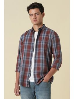 Allen Solly - Men Maroon Cotton Full Sleeves Shirt