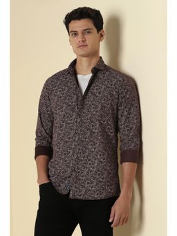 Allen Solly - Men Brown Cotton Full Sleeves Shirt