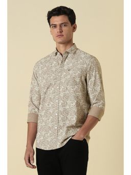 Allen Solly - Men Beige Cotton Full Sleeves Shirt