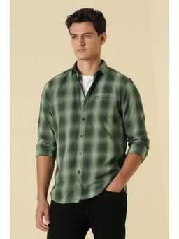 Allen Solly - Men Green Cotton Full Sleeves Shirt