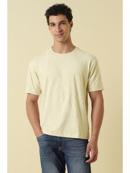 Allen Solly - Men Beige Cotton Blend Half Sleeves T-Shirt