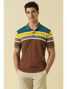 Allen Solly - Men Multi-Color Cotton Blend Half Sleeves Polo T-Shirt