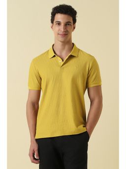 Allen Solly - Men Yellow Cotton Half Sleeves Polo T-Shirt