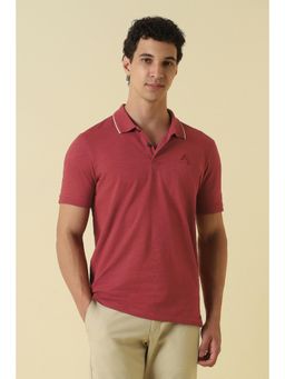 Allen Solly - Men Red Cotton Blend Half Sleeves Polo T-Shirt