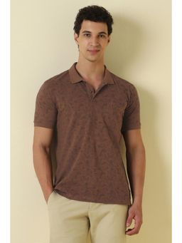 Allen Solly - Men Brown Cotton Half Sleeves Polo T-Shirt