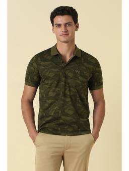 Allen Solly - Men Olive Cotton Half Sleeves Polo T-Shirt
