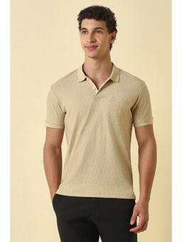 Allen Solly - Men Beige Cotton Half Sleeves Polo T-Shirt