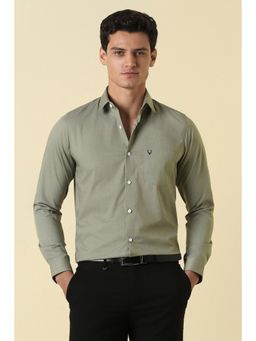 Allen Solly - Men Olive Polyester Blend Full Sleeves Shirt