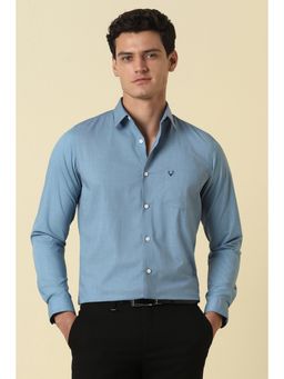 Allen Solly - Men Blue Polyester Blend Full Sleeves Shirt