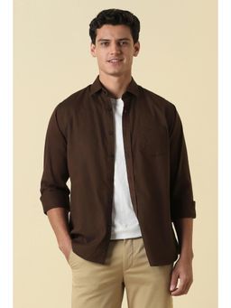 Allen Solly - Men Brown Cotton Full Sleeves Shirt
