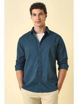 Allen Solly - Men Navy Blue Cotton Full Sleeves Shirt