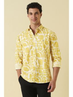 Allen Solly - Men Yellow Cotton Full Sleeves Shirt