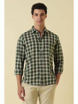 Allen Solly - Men Green Cotton Linen Full Sleeves Shirt