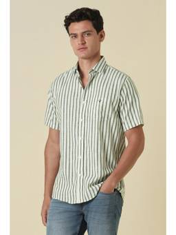 Allen Solly - Men White Cotton Half Sleeves Shirt