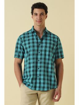 Allen Solly - Men Green Cotton Half Sleeves Shirt