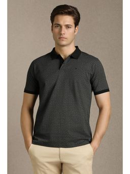 Louis Philippe - Men Black Cotton Half Sleeves Polo T-Shirt