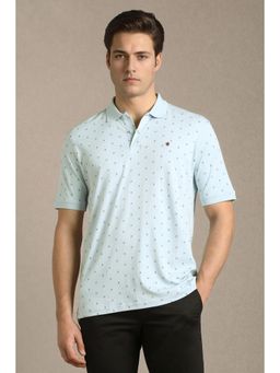 Louis Philippe - Men Blue Cotton Half Sleeves Polo T-Shirt