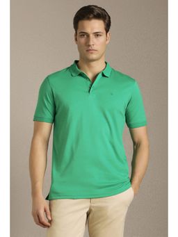Louis Philippe - Men Green Cotton Half Sleeves Polo T-Shirt