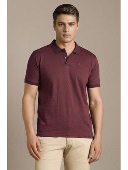 Louis Philippe - Men Maroon Cotton Half Sleeves Polo T-Shirt