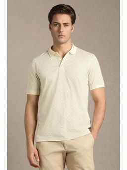 Louis Philippe - Men Beige Cotton Half Sleeves Polo T-Shirt