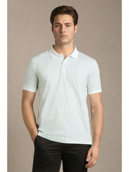 Louis Philippe - Men Blue Cotton Half Sleeves Polo T-Shirt
