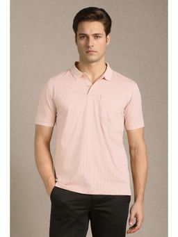 Louis Philippe - Men Pink Cotton Half Sleeves Polo T-Shirt