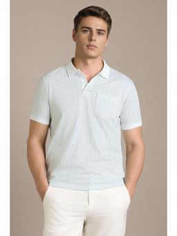 Louis Philippe - Men Blue Cotton Half Sleeves Polo T-Shirt