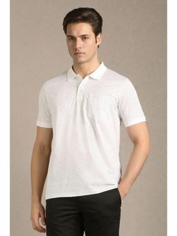 Louis Philippe - Men White Cotton Half Sleeves Polo T-Shirt