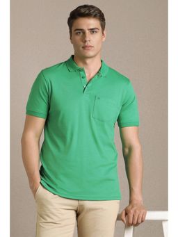Louis Philippe - Men Green Cotton Half Sleeves Polo T-Shirt