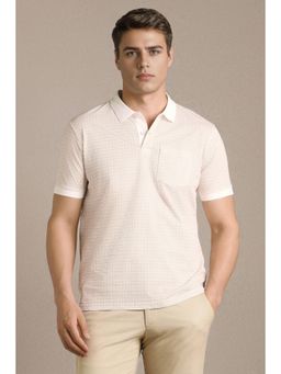 Louis Philippe - Men Peach Cotton Half Sleeves Polo T-Shirt