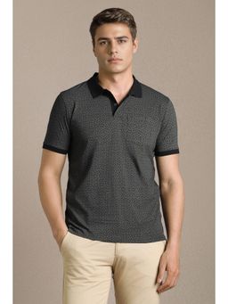 Louis Philippe - Men Black Cotton Half Sleeves Polo T-Shirt