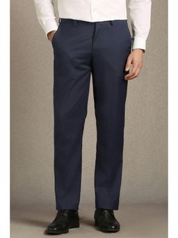 Louis Philippe - Men Navy Blue Polyester Blend Trousers