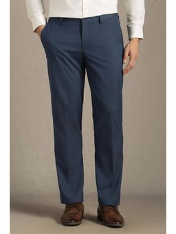 Louis Philippe - Men Navy Blue Polyester Blend Trousers