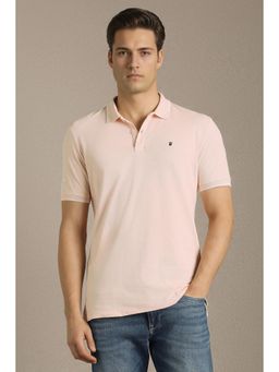 Louis Philippe - Men Pink Cotton Half Sleeves Polo T-Shirt
