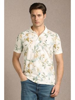 Louis Philippe - Men White Cotton Half Sleeves Polo T-Shirt