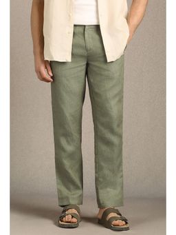 Louis Philippe - Men Olive Linen Trousers