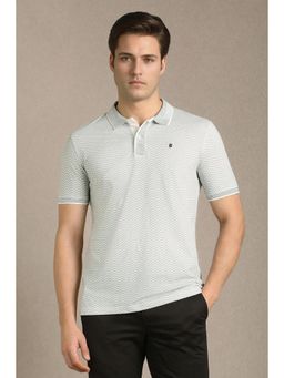 Louis Philippe - Men Grey Cotton Half Sleeves Polo T-Shirt