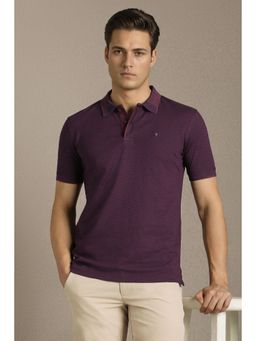 Louis Philippe - Men Purple Cotton Half Sleeves Polo T-Shirt