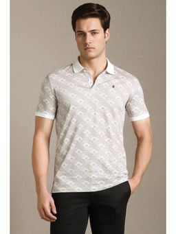 Louis Philippe - Men White Cotton Half Sleeves Polo T-Shirt