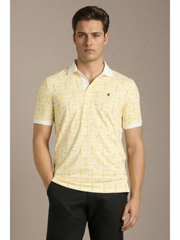 Louis Philippe - Men Yellow Cotton Blend Half Sleeves Polo T-Shirt