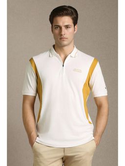 Louis Philippe - Men White Cotton Half Sleeves Polo T-Shirt