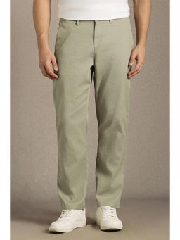 Louis Philippe - Men Green Cotton Blend Trousers