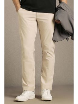 Louis Philippe - Men Beige Polyester Trousers