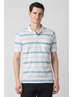 Peter England - Men White Cotton Half Sleeves Polo T-Shirt